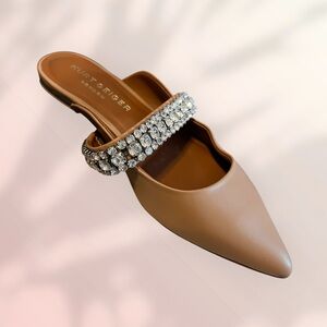 Kurt Geiger Brown Embellished Mules Sz 7